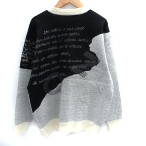 KENZO ニット セーター 長袖 総柄 3 マルチカラー アイボリー グレー