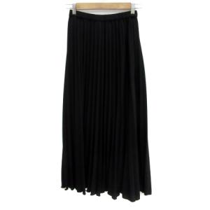 プリーツスカート ロング丈 無地 大きいサイズ 13 黒 ブラック /YS15 GY18