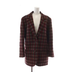 PRET-A-PORTER テーラードジャケット ウール シングル 2B 肩パッド 総裏地 チェック柄