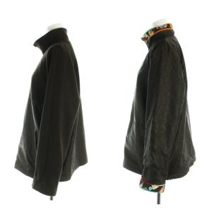 LEONARD SPORT リバーシブルジャケット ジップアップ ブルゾン 長袖 切替 大きいサイズ 42 XL 茶 ブラウン GY18
