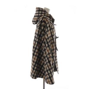 DAKS ポーランド製 ハウスチェック ポンチョ ケープ マント トグルボタン ダッフル フード 40 L ベージュ