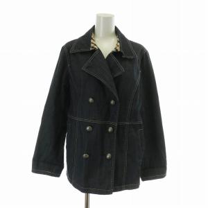 デニム Pコート ピーコート ショート 裏地ハウスチェック 13ABR XL インディゴ 紺 ネイビー