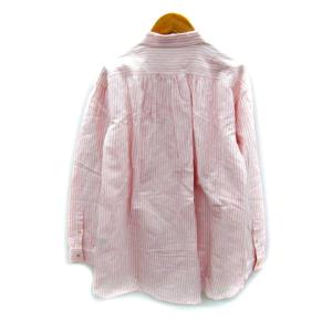 BLUE LABEL CRESTBRIDGE シャツ ブラウス 長袖 ストライプ柄 麻 リネン混 38 M ピンク 白 ホワイト 55M50-321-10