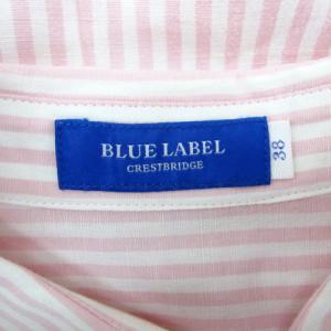 BLUE LABEL CRESTBRIDGE シャツ ブラウス 長袖 ストライプ柄 麻 リネン混 38 M ピンク 白 ホワイト 55M50-321-10