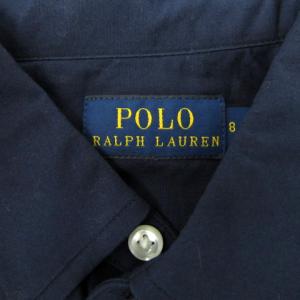 POLO RALPH LAUREN カジュアルシャツ 長袖 無地 8 L 紺 ネイビー