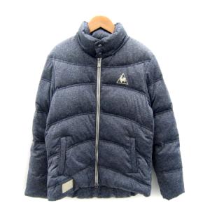 ダウンジャケット ミドル丈 スタンドカラー ロゴ ダブルジップ M 紺 ネイビー QL-580543 /SY1