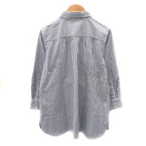 BURBERRY BLUE LABEL カジュアルシャツ 七分袖 ストライプ柄 38 M 紺 ネイビー