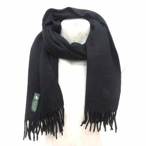 HUNTING WORLD マフラー ストール フリンジ カシミヤ 黒 ブラック