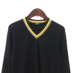 JIL SANDER ネイビー NAVY ニット カットソー Vネック 絹 シルク カシミヤ混 七分袖 黒 ブラック ? イエロー 緑 グリーン