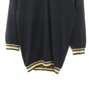 JIL SANDER ネイビー NAVY ニット カットソー Vネック 絹 シルク カシミヤ混 七分袖 黒 ブラック ? イエロー 緑 グリーン