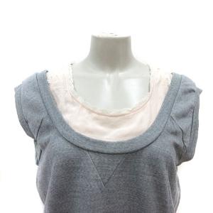 miumiu ワンピース ひざ丈 ウール レイヤード レース ノースリーブ S グレー ライトベージュ