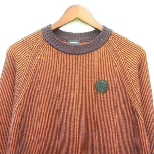 DIESEL ニット セーター ストライプ 長袖 L オレンジ 紫 パープル