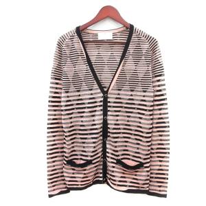 カーディガン ニット M ピンク 黒 ブラック /MN GY19