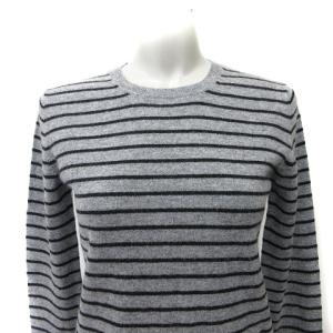 Theory カシミヤ100％ ニット セーター ボーダー 長袖 カシミア S グレー 黒 ブラック
