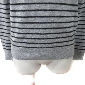 Theory カシミヤ100％ ニット セーター ボーダー 長袖 カシミア S グレー 黒 ブラック