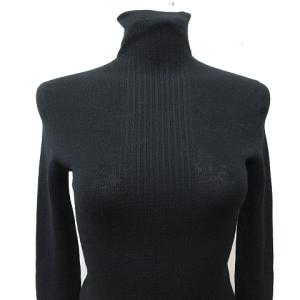 JIL SANDER ニット カットソー タートルネック 長袖 ウール 36 S 黒 ブラック