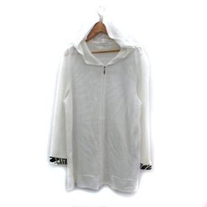 パーカー ジャケット ロング丈 メッシュ 42 XL 大きいサイズ 白 ホワイト /SM37 GY19