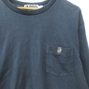 A BATHING APE トレーナー カットソー 長袖 クルーネック 刺繍 L 紺 ネイビー