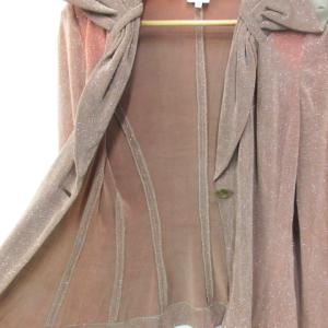 ARMANI COLLEZIONI ニットジャケット 薄手 ミドル丈 シングルボタン ラメ 38 M 茶 ブラウン シルバー色