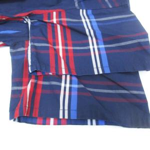 BEAMS BOY フレアワンピース ロング丈 半袖 スリットネック チェック柄 マルチカラー F 紺 白 ネイビー ホワイト