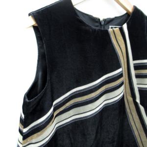 Diagram GRACE CONTINENTAL ワンピース ひざ丈 ノースリーブ ラウンドネック 総柄 ベロア マルチカラー 黒 ブラック /SM17