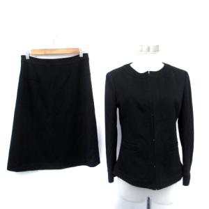 フォーマルスーツ セットアップ 上下 ノーカラージャケット ミドル丈 フレアスカート ミモレ丈 リネン混