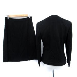 Paul Stuart フォーマルスーツ セットアップ 上下 ノーカラージャケット ミドル丈 フレアスカート ミモレ丈 リネン混