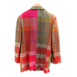 DAKS テーラード ジャケット シングル チェック パッチワーク クレイジーパターン シルク 絹100% 3B