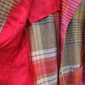 DAKS テーラード ジャケット シングル チェック パッチワーク クレイジーパターン シルク 絹100% 3B