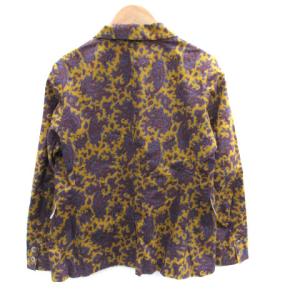 BEAMS BOY テーラードジャケット ミドル丈 シングルボタン 総裏地 総柄 マルチカラー マスタードイエロー ボルドー