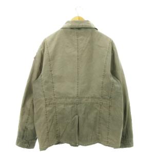 HARLEY DAVIDSON ミリタリージャケット ジップアップ プリント ワッペン アメカジ ヴィンテージ加工 XL カーキ 97435-17VM