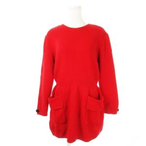 TRICOT ヴィンテージ ニット ワンピース ミニ クルーネック 長袖 ウール バックボタン ストレッチ