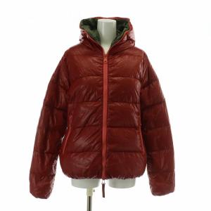 ティア Thia ダウンジャケット アウター ナイロン フード ジップアップ 42 L 赤 レッド D.910.01-1035R