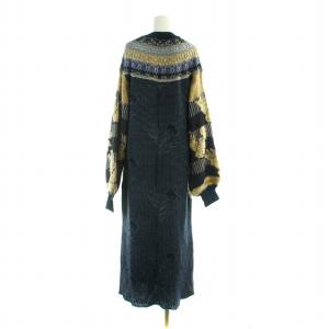 Mame Kurogouchi 18AW REVERSIBLE KNIT DRESS 1 ネイビー