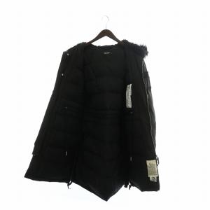 DIESEL 中綿コート アウター ロング フード フェイクファー ジップアップ ロゴ L 黒 ブラック /XZ GY12