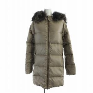 kappa ダウンコート フォックスファー ロング 長袖 フード ジップアップ 40 M 茶 ブラウン