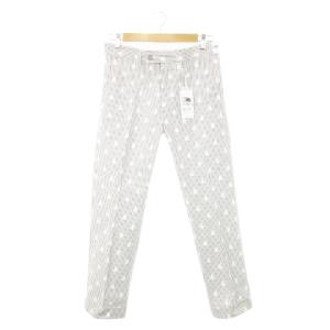 × コエ KOE パンツ スラックス トラウザー サッカー生地 プリント ヨット柄 ストライプ M グレー