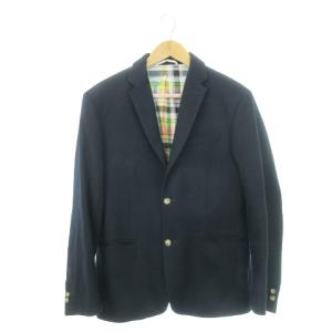 × コエ KOE テーラードジャケット シングル 裏地チェック L 紺 ネイビー /AH17 GY99