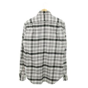 THOM BROWNE ネルシャツ ボタンダウン 長袖 コットン チェック 総柄 2 M グレー 黒 ブラック