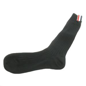 THOM BROWNE 靴下 ソックス ロング ワンポイント トリコロール ギフト箱 黒 ブラック