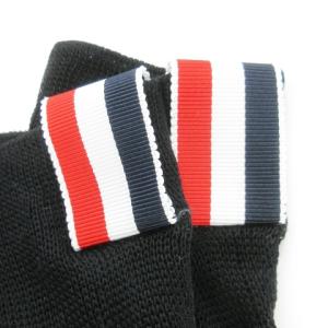 THOM BROWNE 靴下 ソックス ロング ワンポイント トリコロール ギフト箱 黒 ブラック