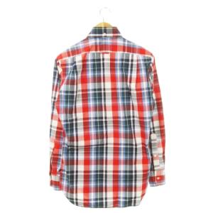 THOM BROWNE シャツ ボタンダウン 長袖 コットン チェック 総柄 1 S 赤 レッド /AH11 GY99