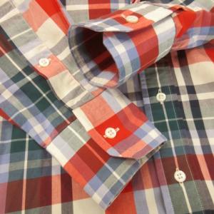 THOM BROWNE シャツ ボタンダウン 長袖 コットン チェック 総柄 1 S 赤 レッド /AH11 GY99