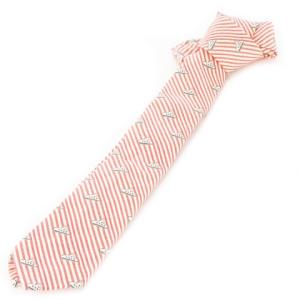 ナロータイ ネクタイ コットン 潜水艦 ストライプ 総柄 裏側ワンポイント トリコロール 赤 レッド