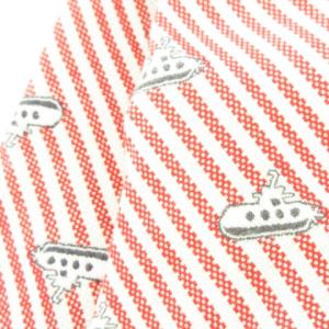 THOM BROWNE ナロータイ ネクタイ コットン 潜水艦 ストライプ 総柄 裏側ワンポイント トリコロール 赤 レッド
