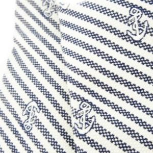 THOM BROWNE ナロータイ ネクタイ コットン 錨 イカリ マリン ストライプ 総柄 裏側ワンポイント トリコロール グレー