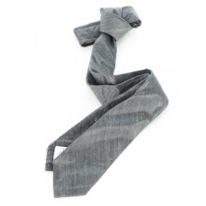 ナロータイ ネクタイ ウール サテン ツヤ感 無地 裏側ワンポイント トリコロール スチール グレー