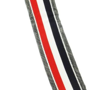 THOM BROWNE ナロータイ ネクタイ ウール サテン ツヤ感 無地 裏側ワンポイント トリコロール スチール グレー