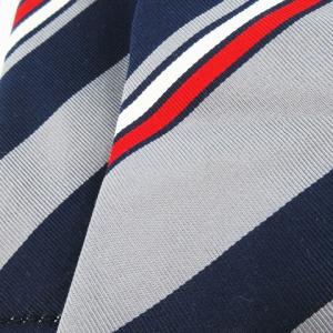 THOM BROWNE ナロータイ ネクタイ シルク 絹 レジメンタル ストライプ 裏側ワンポイント トリコロール グレー
