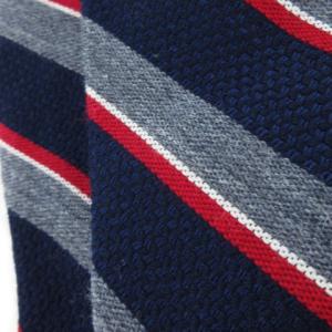 THOM BROWNE ナロータイ ネクタイ ウール シルク混 絹 裏側ワンポイント トリコロール レジメンタル ストライプ 紺 ネイビー